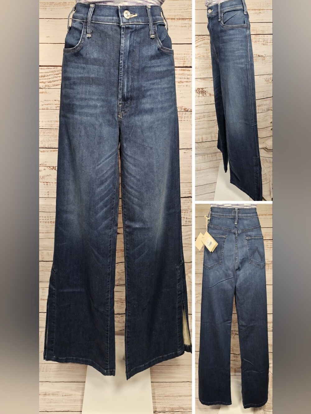 MOTHER Hustler Sidewinder High Rise Wide Leg Jeans 30 Tongue and Chic NWT